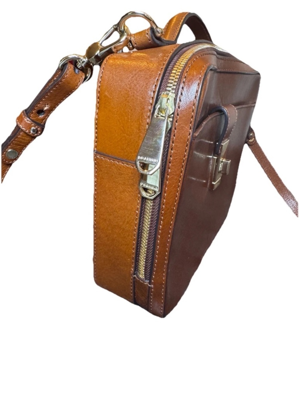 Brahmin Evie Purse Whiskey Topsail Box Crossbody Brown Classy Preppy Old Money - Picture 4 of 15